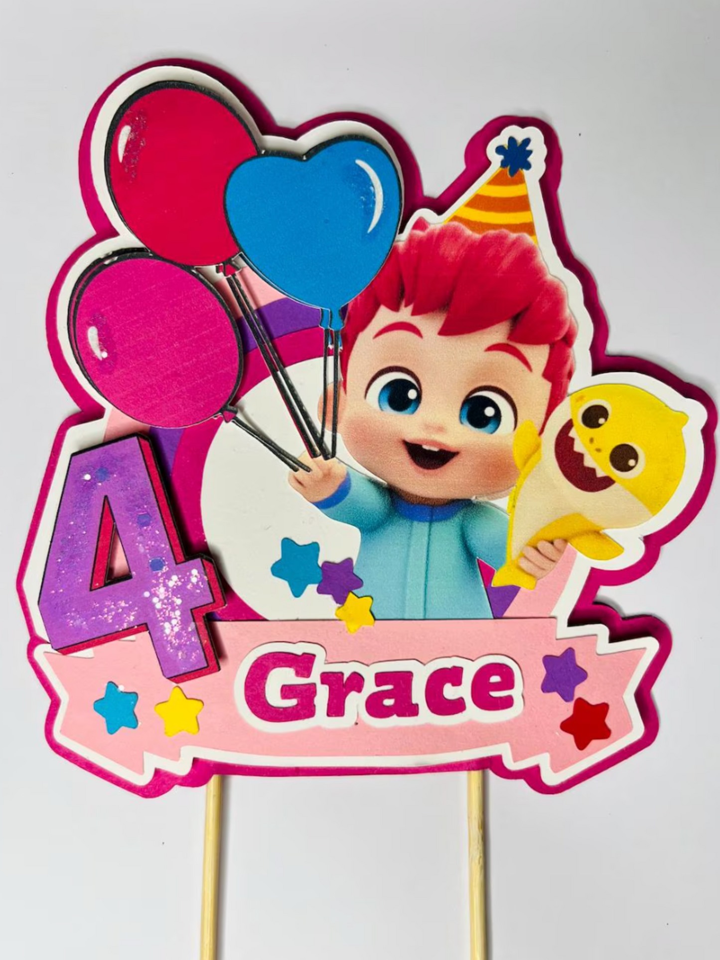 Bebefinn and baby shark theme inspired cake topper kit