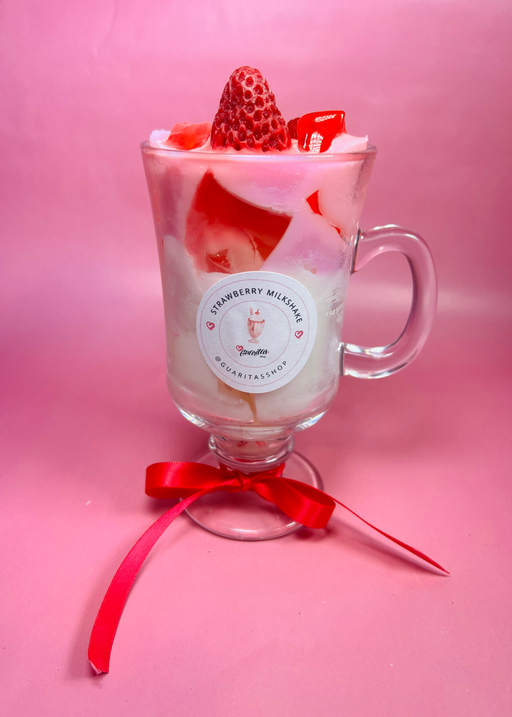 Strawberry Milkshake Candle with Ice