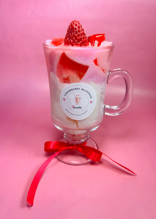 Strawberry Milkshake Candle with Ice