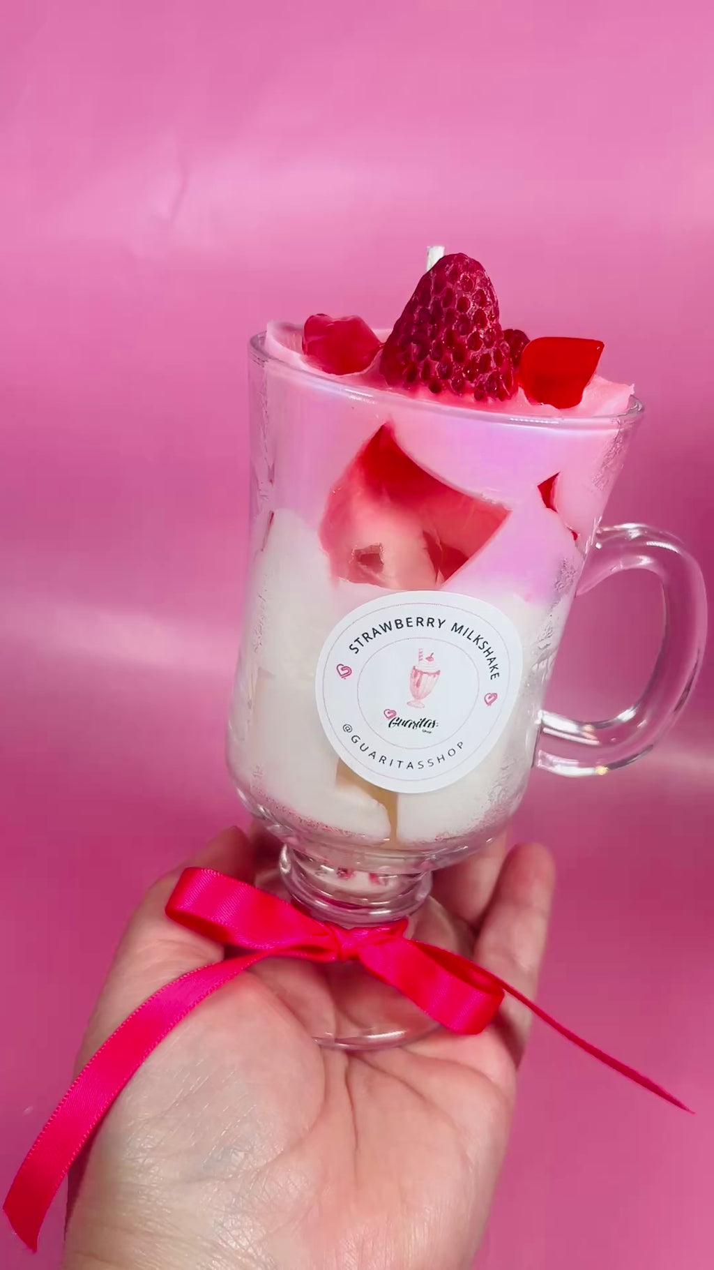 Strawberry Milkshake Candle with Ice